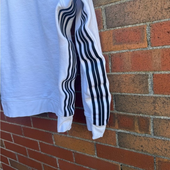 Athleta White Stripe Sleeve Pullover Sweatshirt Women’s Size M - Picture 2 of 5